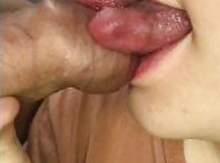 amatør, blowjob, creampie, dobbel, cum