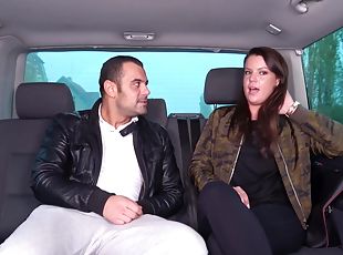 Vany Ully gets talked into sucking and riding a cock in the car