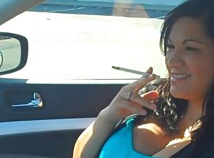 Woman smoking in cars 1