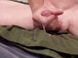 Bedtime handjob with cumshot