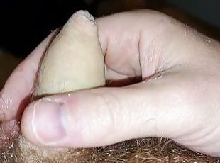 Watch my little uncut cock get hard and spurt cum on myself ????