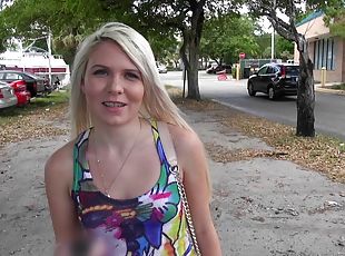 Sexy blonde pleasures in a rough car fucking by the roadside in a reality shoot