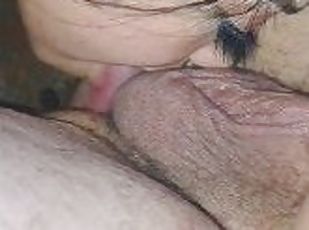 Here is young latina licking my dick and her pussy and ass while native rises me real good