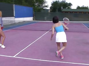 Big boobs slut engages her tennis opponent in a steamy lesbian act