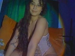 Long Haired Latina in Glasses Cums for you before her stream