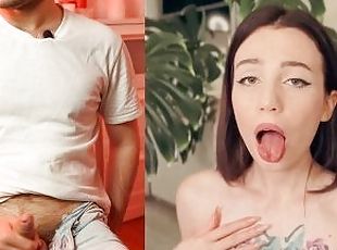 ASMR. I masturbate in a place with my favorite porn star Lesya Moon and cum loudly on her video