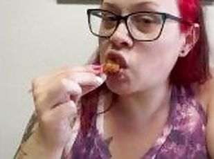 BBW stepmom MILF foodie eats with tits out your POV