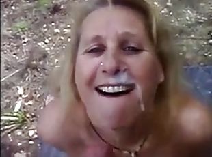 Mature wife dogging sucking stranger dick and get a big facial