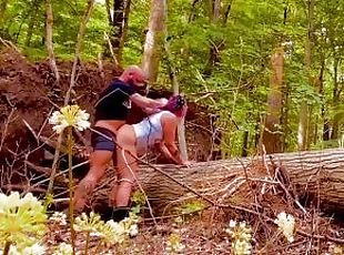 Bat Daddy fucks Raven hard in the woods and nuts in her mouth