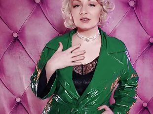 ASMR: Medical latex gloves and green PVC coat - sexy pin up MILF Glaminatrix Arya Grander - free video