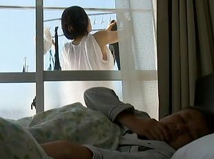 Japanese housewife gets her pussy licked and fucked in a bedroom