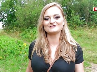 Cute curvy german teen slut meet and fuck date outdoor POV