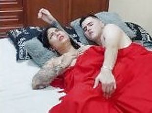 Between red sheets I fuck my cousin's girlfriend hard!!!