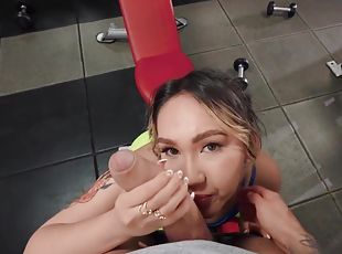 Horny Gym Pervert Gets Lucky With Asian Plumper Tomi