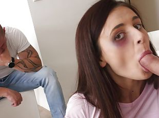 Insolent amateur sucks and fucks another man's dick to help her boyfriend