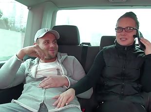 Hardcore FFM threesome in the back of a car with naughty Figi